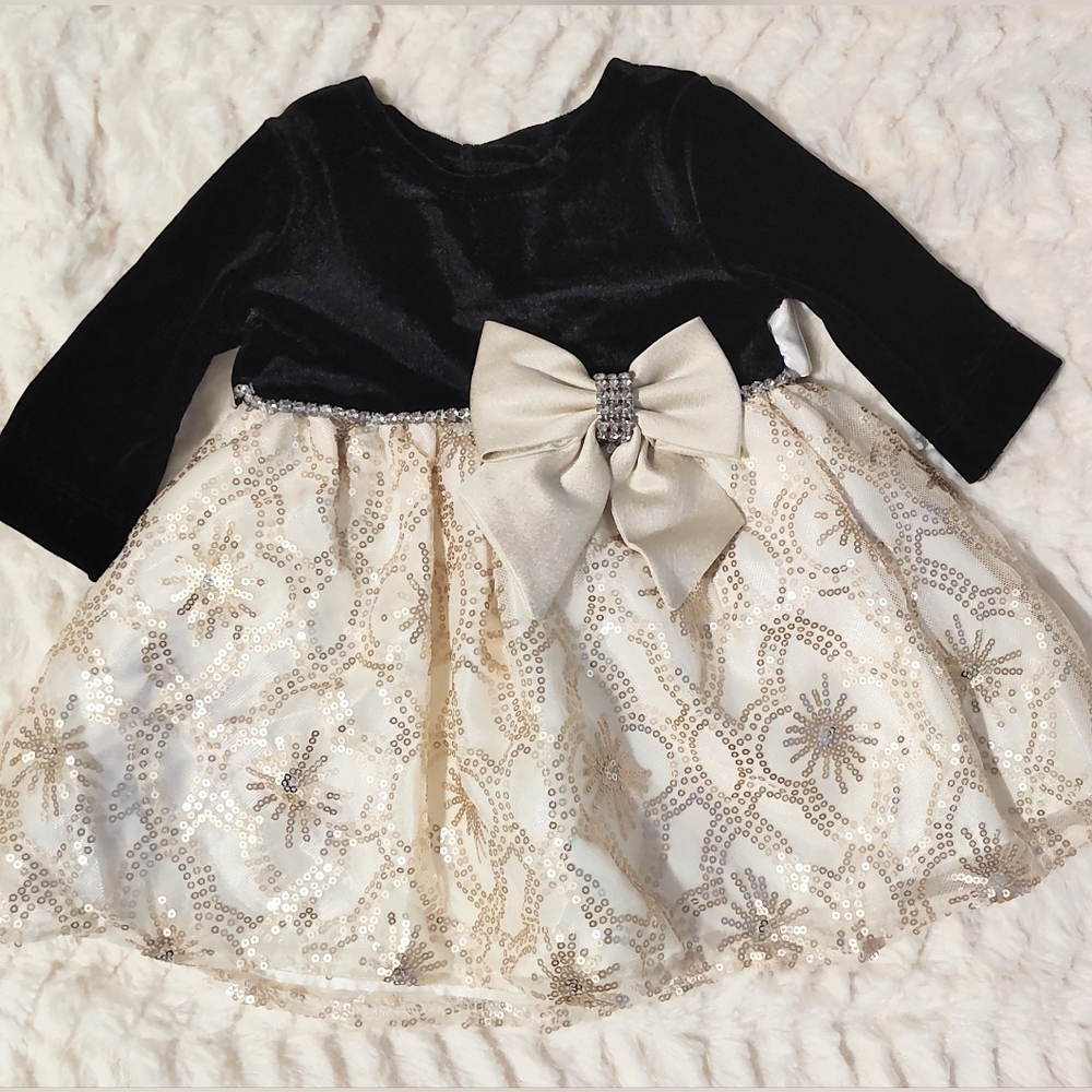 Rare Editions Black Velvet Baby Dress
